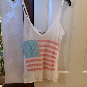 Wildfox White and Pink Flag Tank Top